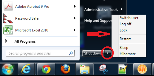 Windows 7 shutdown menu