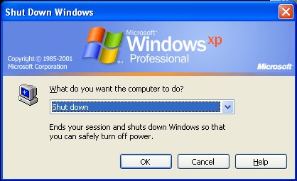 Windows XP Pro shut down